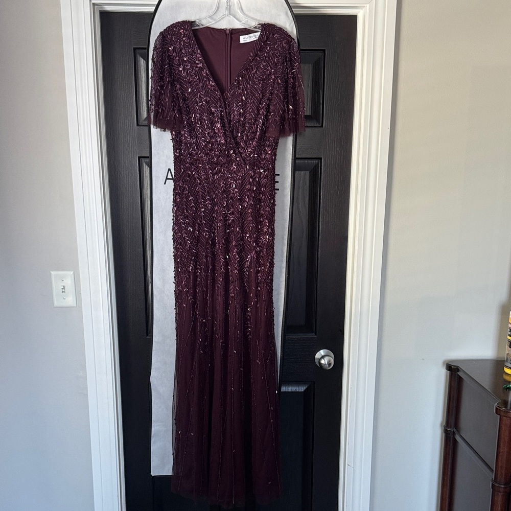 Mac Duggal Deep Burgundy Maxi Dress